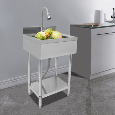 21.6 L x 19.6 W Stainless Steel Kitchen Sink w/ Pull-out Faucet