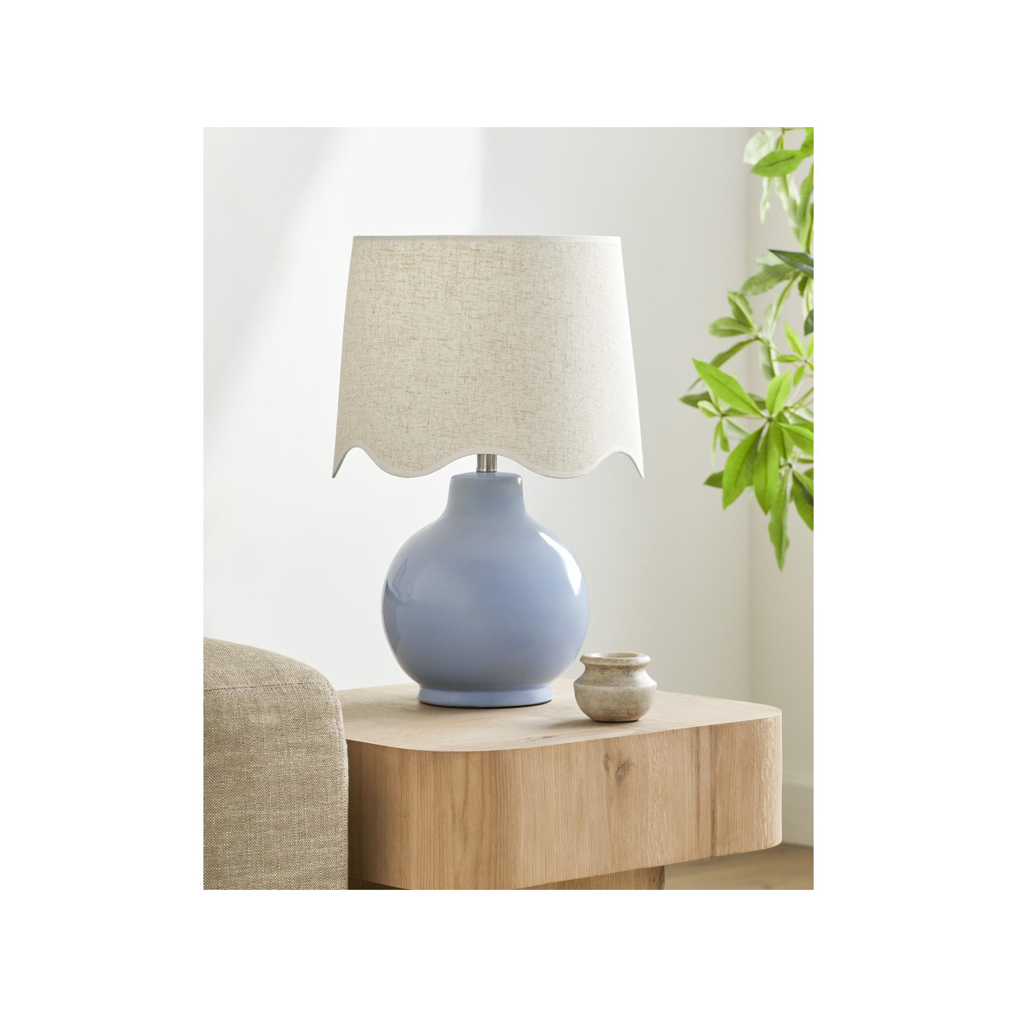 Maura Accent Table Lamp, Beige, 22"H x 15"W x 15"D, Blue