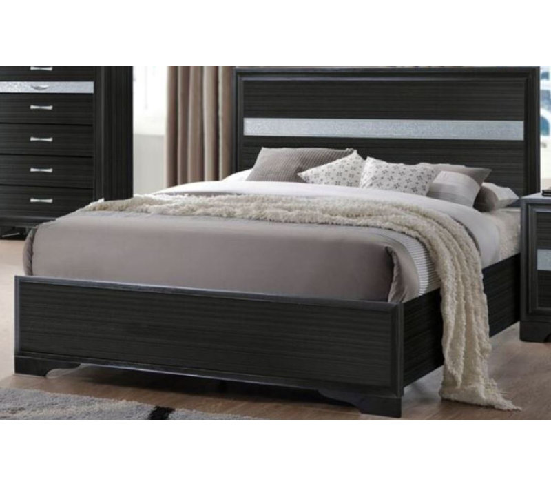 Mccreary Wood Standard Bed, King, Black