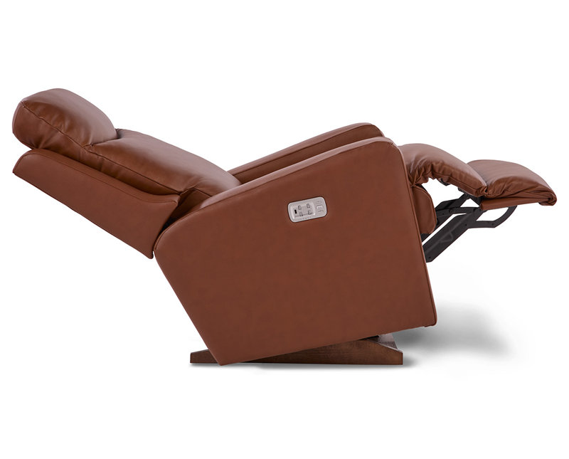 Emmons Leather Rocker Recliner, Oak