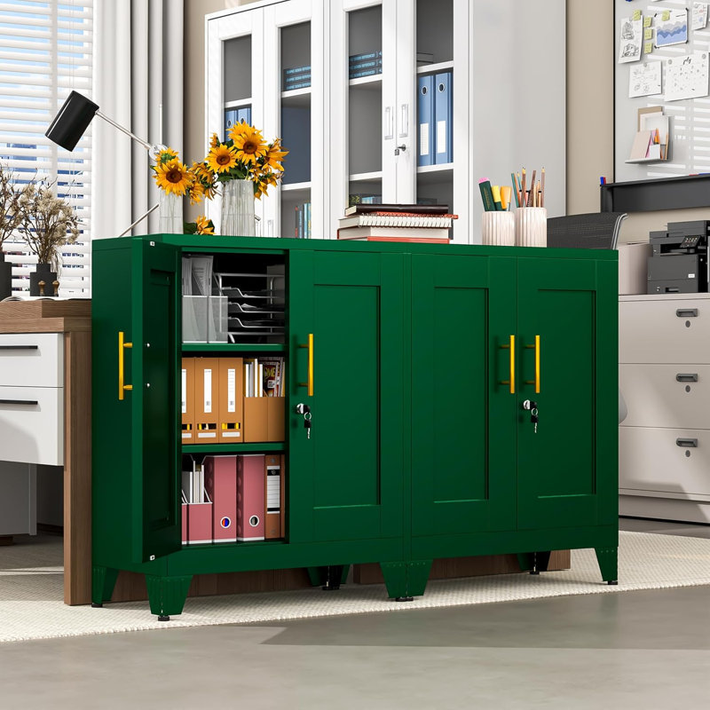 35.83" Metal Kitchen Pantry Storage Cabinet, Storage Cabinets with 2 Doors and 2 Adjustable Shelves, Pantry Cabinet, Freestanding Hutch Cupboard for Kitchen/Laundry/Living Room/Bedroom