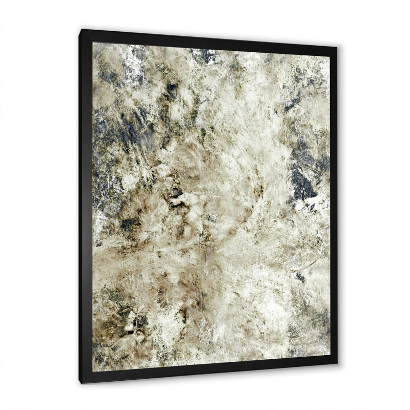 Gris et beige, art abstrait - art mural moderne et contemporain sur toile, H 20 po x l 12 po x P 1 po, Cadre photo noir