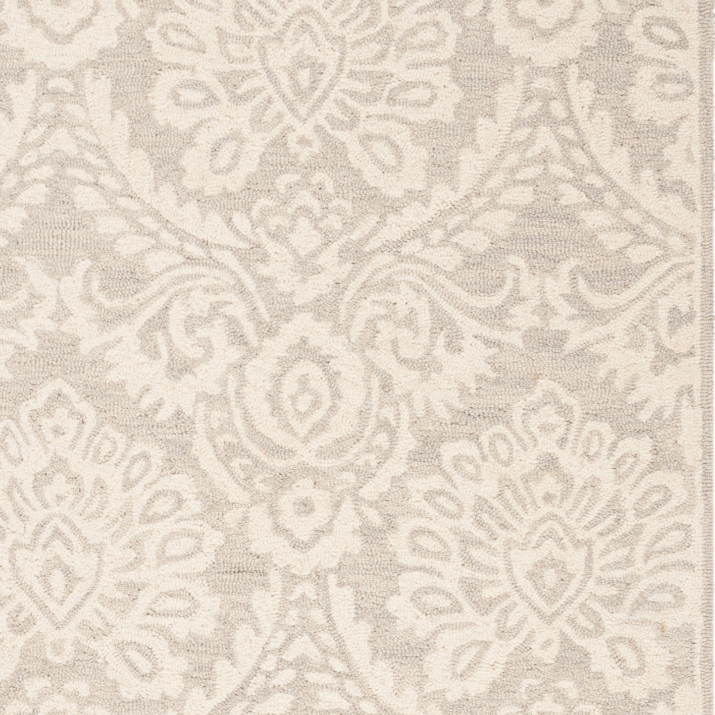 Tansy Handmade Wool Silver / Ivory Rug, Rectangle 2' x 3'
