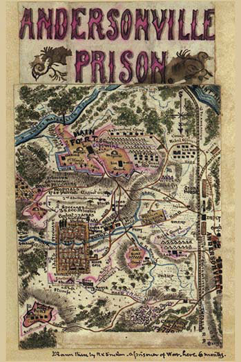 #3 de prison d’andersonville-impression d’art graphique, H 66 po x l 44 po