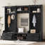 Portemanteau amovible 4 en 1 avec rangement et 7 crochets, portemanteau multifonctionnel avec tiroirs de rangement et armoire, banc à chaussures noir pour le vestibule-1086405648