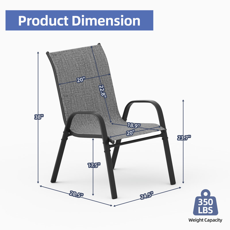 Ensemble de 4 fauteuils d'extérieur en métal thermolaqué, 6, Gris foncé