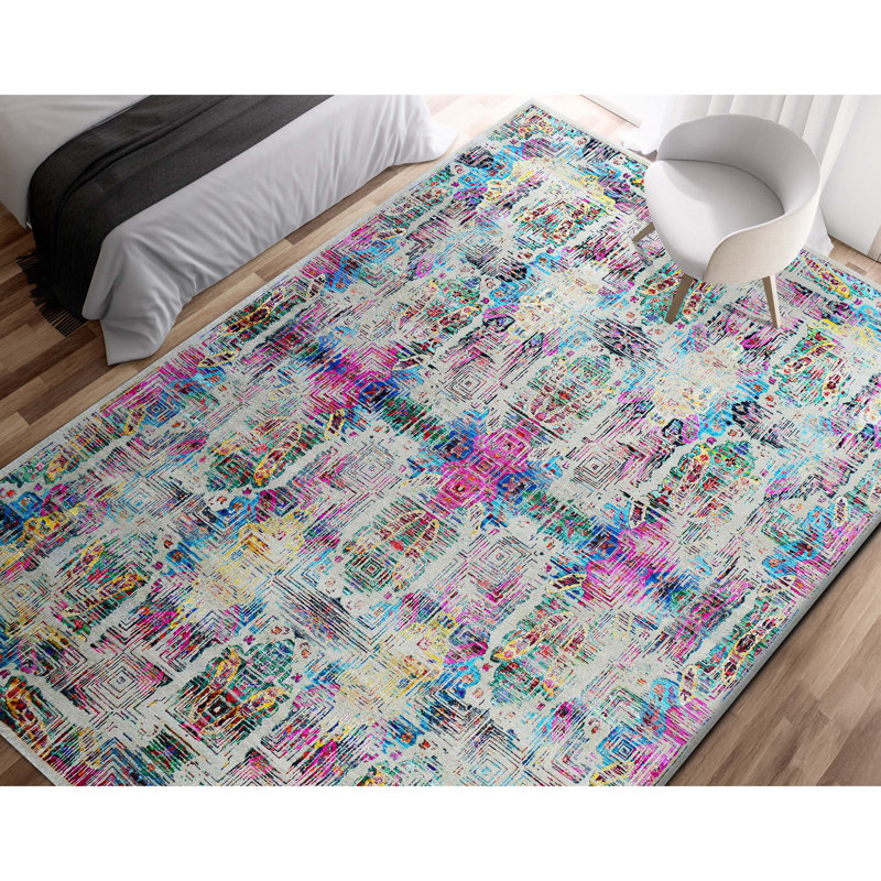 Hand Knotted Abstract Indoor Rug, Rectangle 6' x 9'