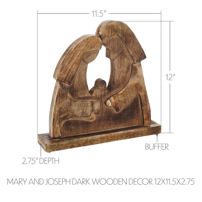 Décoration en bois foncé Mary and Joseph 12 x 11,5 x 2,75