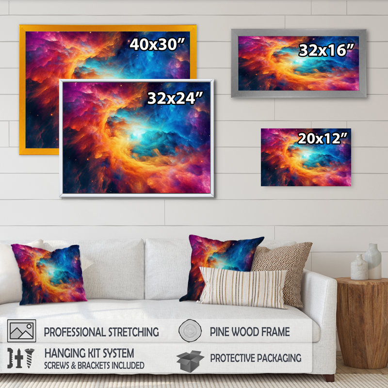Revolution Space III sur impression sur toile, Cadre d'angle fermé noir, H 12 po x l 20 po x P 1 po