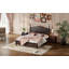 Taille de lit plateforme en bois, lit plateforme de style rétro avec support en lattes de bois