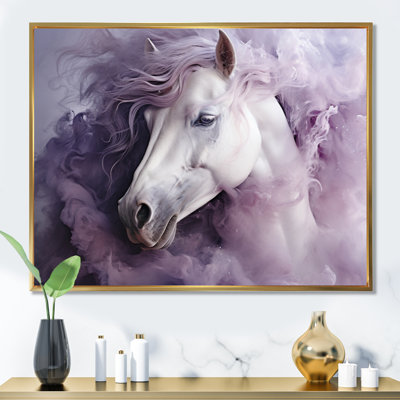 Purple White Horse Ethereal Essence - Horse Canvas Wall Art