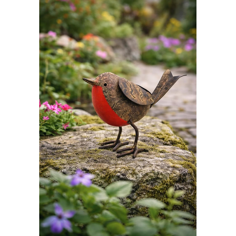 Rustic Metal Robin Garden Ornament