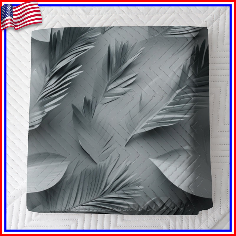 Monochrome Leaf Patterns Bedding Leaves Bedspread Nature, King