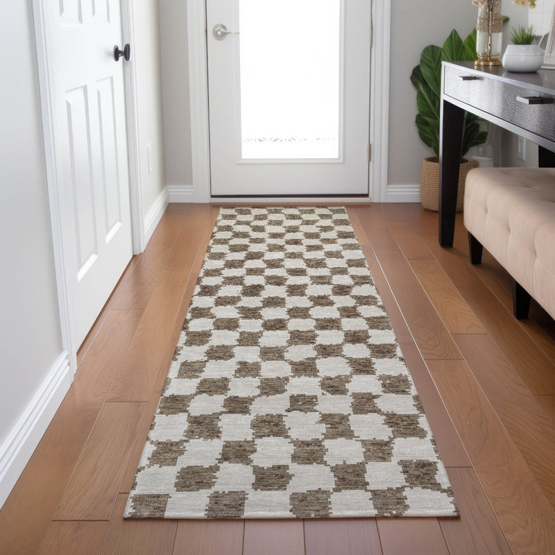 Machine Washable Indoor/Outdoor Xhevrie Brown Rug, Runner 2'3" x 7'6"