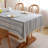 White Blue Boho Cotton Linen Table Clothes with Tassels for Rectangle Tables