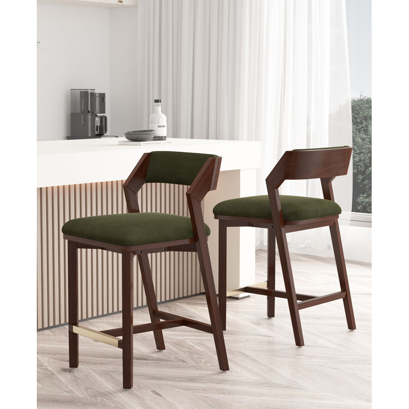 Tabouret de bar Patricia, Tabouret de comptoir (siège d'une hauteur de 25,9, Vert tortue