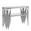 Console de luxe argentée avec tablettes en verre à 2 niveaux-112934614-112934617