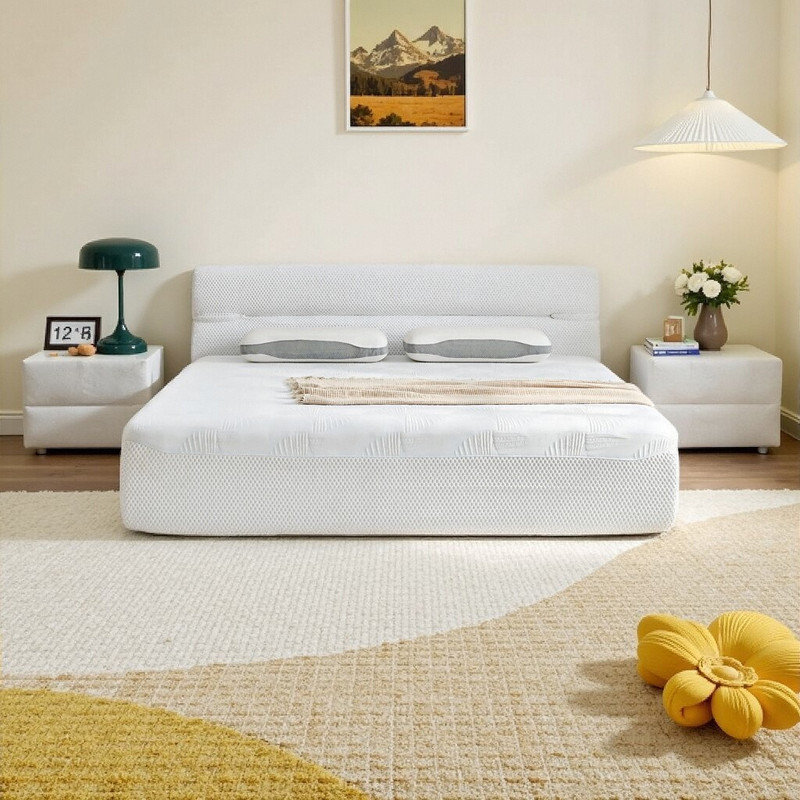 Matelas et structure de lit double tout-en-un - Tissu rafraîchissant et soulagement de la pression, Lit double