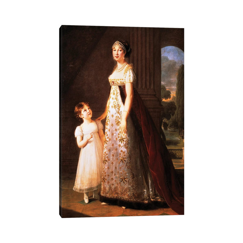 Portrait Of Caroline Bonaparte, Queen Of Naples And Daughter Of Carlo Bonaparte by Elisabeth Louise Vigee Le Brun - Wrapped Canvas Painting