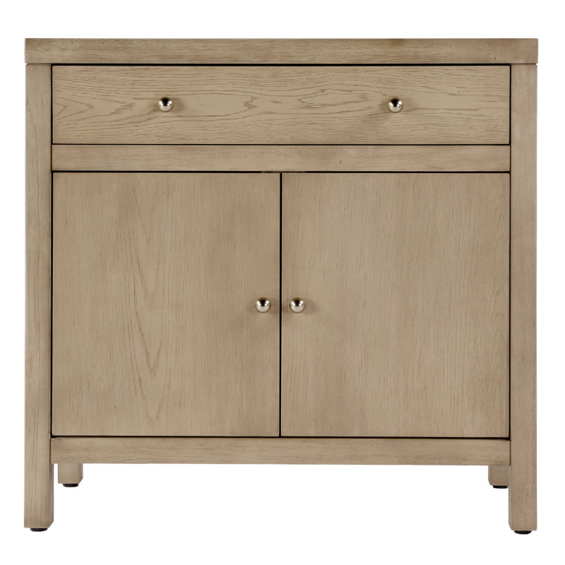 Celine 2-Door Solid Wood Accent Cabinet, Light Oak