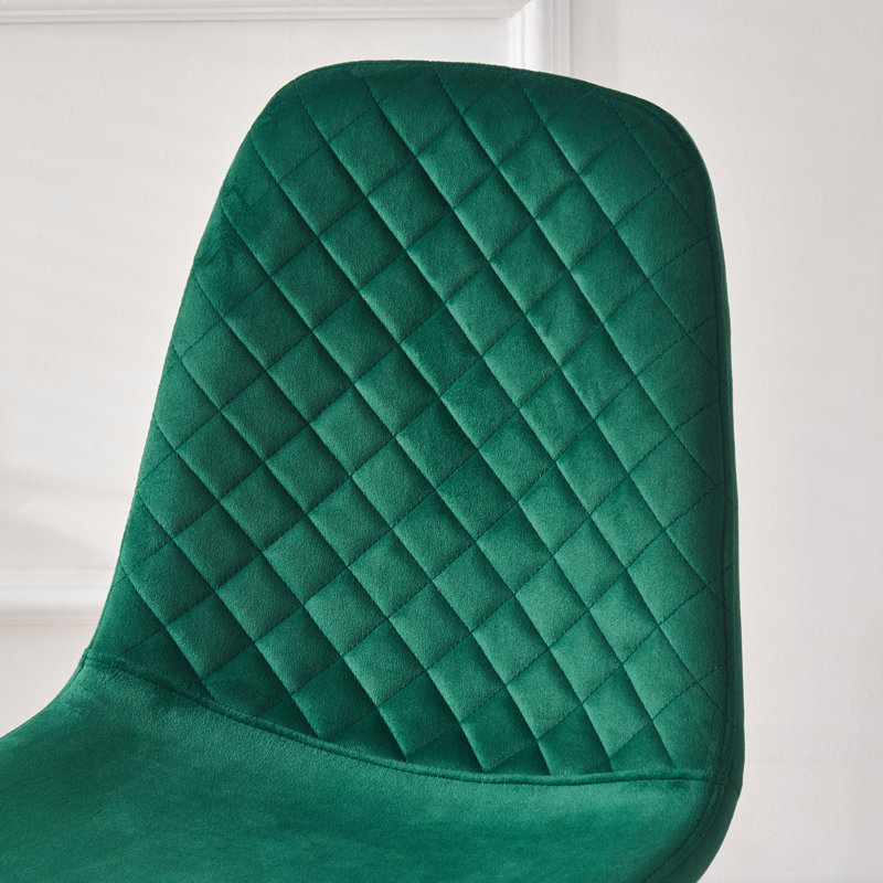 Brienna Velvet Upholstered Armless Dining Chair, Green Velvet, Black