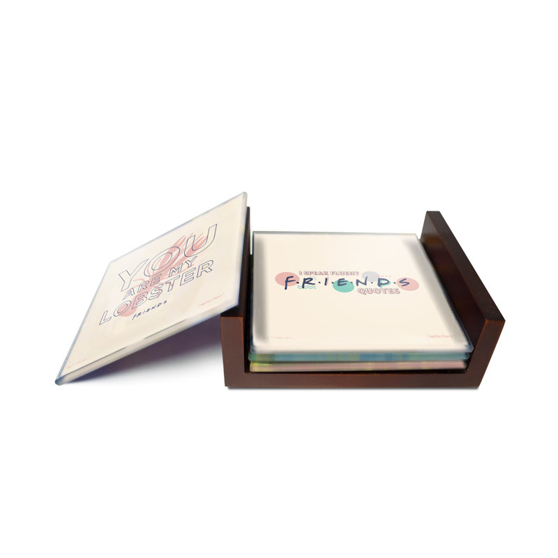 (Symboles) Ensemble de sous-verres en verre Starfire, Friends / Simply Friends