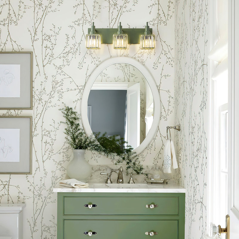 Taevion Dimmable Vanity Light, 3 Lights, Green