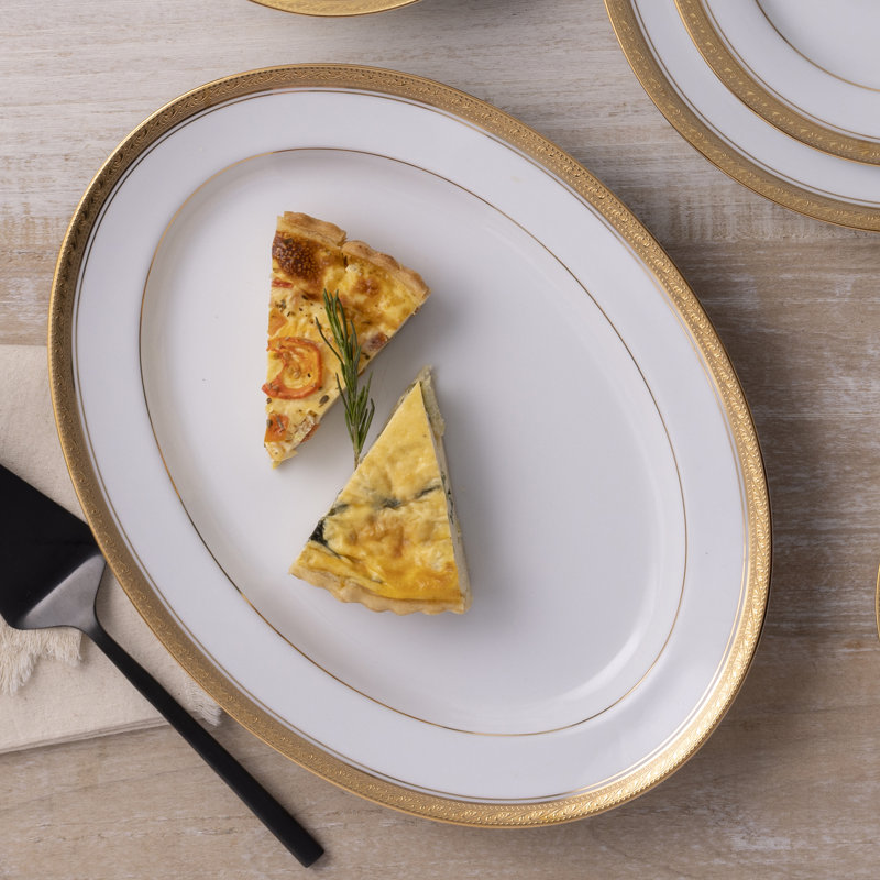 Noritake Crestwood Oval Platter, 1.5" H x 10.25" W x 14" L, Gold