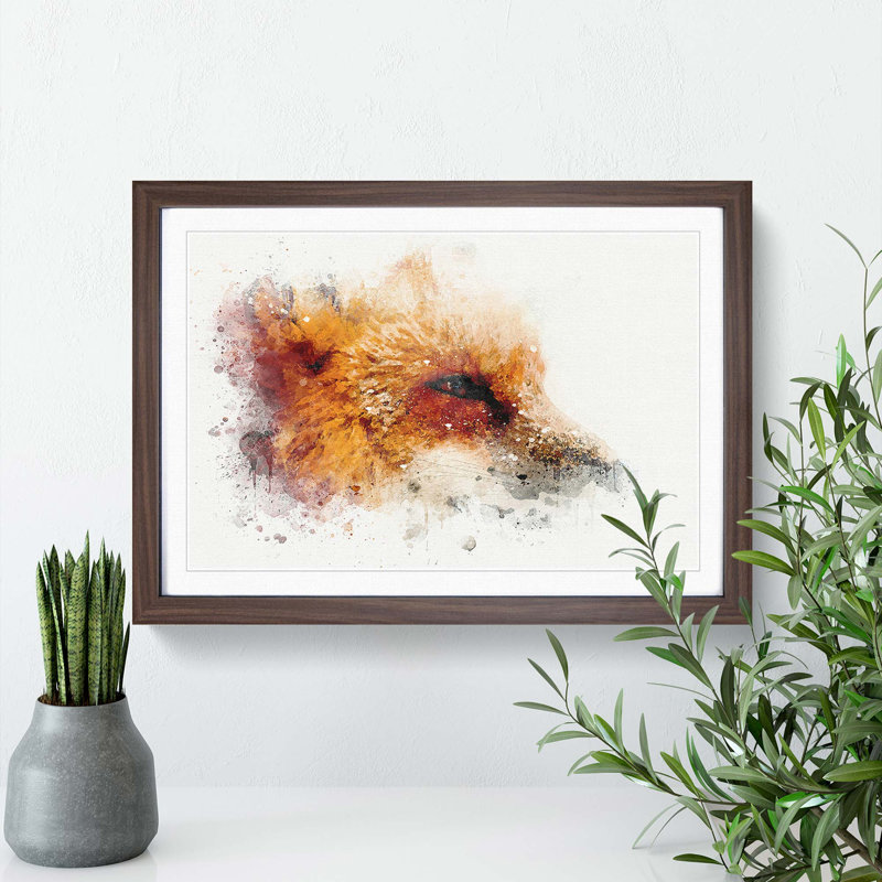 Profile of a Red Fox in Abstract - Framed Print, Walnut, 60cm H x 91cm W x 2cm D