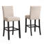 Ensemble de salle à manger 3 pièces: table de bar ronde 36 po et 2 chaises de pub cloutées en tissu brun clair-1320751138
