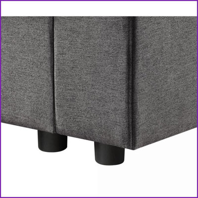 Modern 119” Gray Linen 4-Seater Living Room Sofa with Reversible Cushions &amp; Magazine Pockets | Gray | Linen | Square Arms