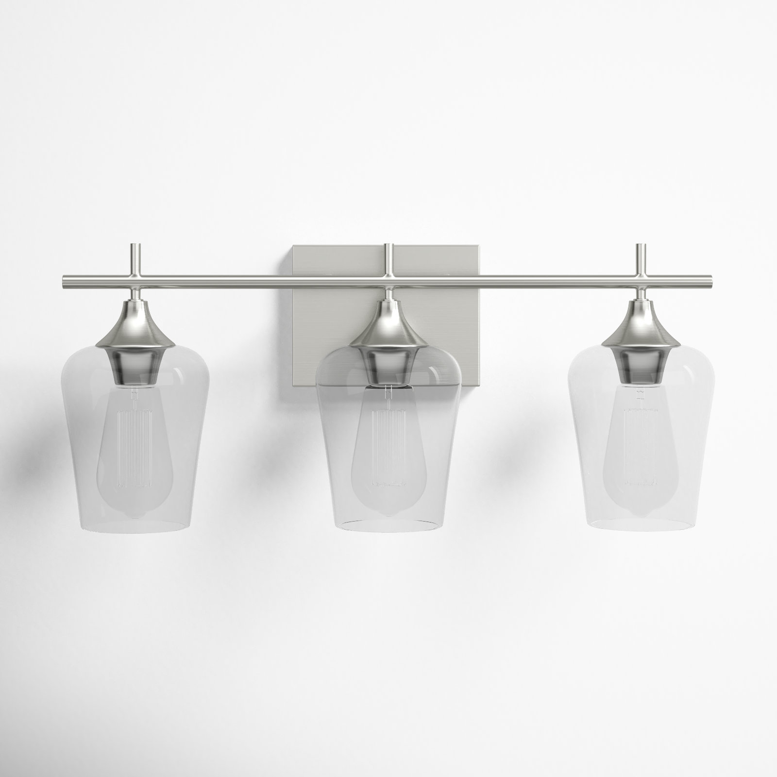 Breena 3-Light Dimmable Vanity Light, Satin Nickel, Clear