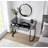 Mirrored Makeup Vanity Table with Stainless Steel Base and Two Drawers, A Versatile and Stylish Desk for Bedroom and Office Use-1240532671