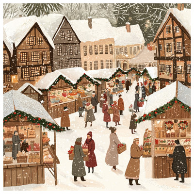 Winter Market Scene Canvas Gallery Wrap in Many Sizes