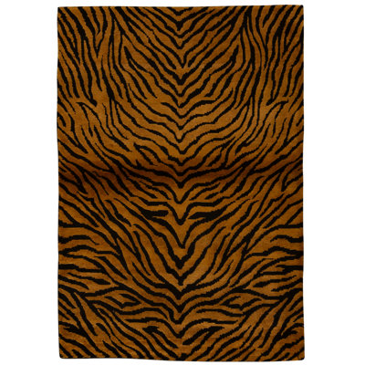 High-Quality Hand-Knotted Camel And Black Area Rug