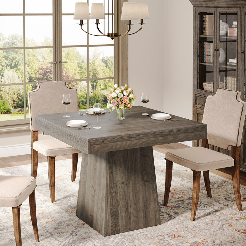 31.5 Inch Square Dining Table, Kitchen Table Small Dinner Table Farmhouse Dining Room Table, Light Gray
