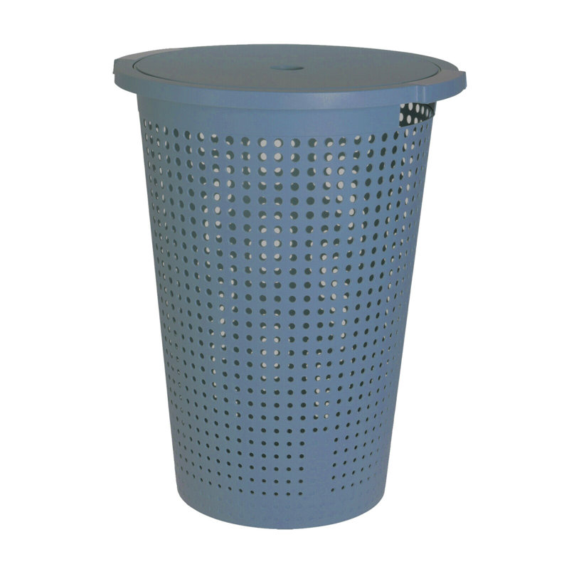 Plastic Laundry Bin with Handles, Blue