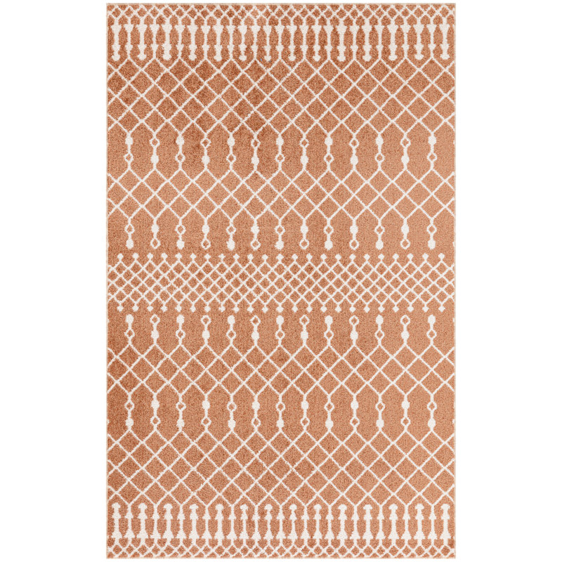 Dakota Fields Burrillville Machine Washable Copper Bohemian Indoor Rug, Rectangle 3'3" x 5'