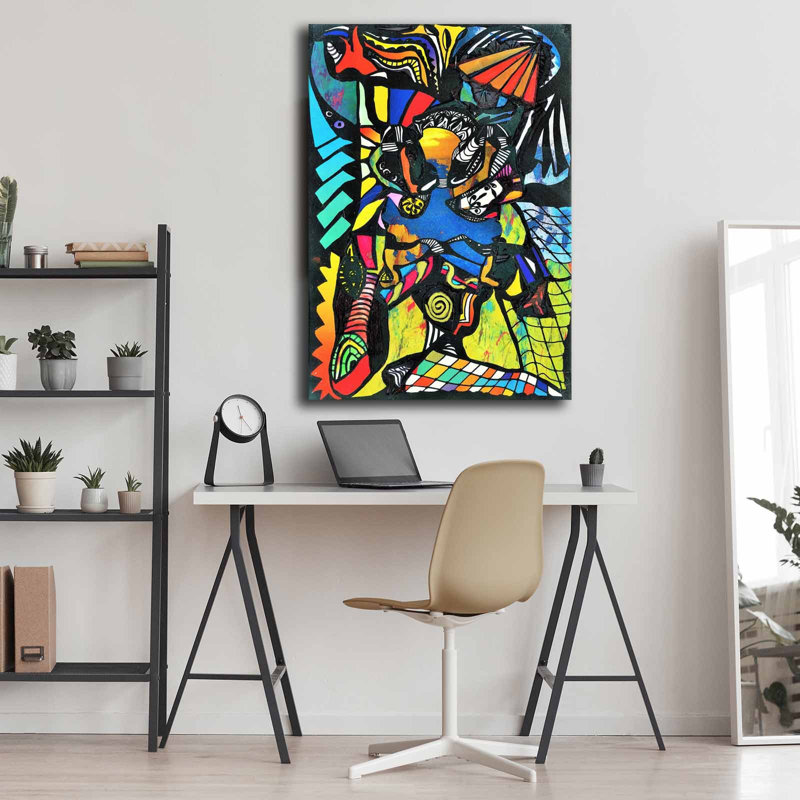 Art mural en toile à motif géométrique abstrait coloré - 39,4 po x 27,6 po, H 39,4 po x l 27,6 po