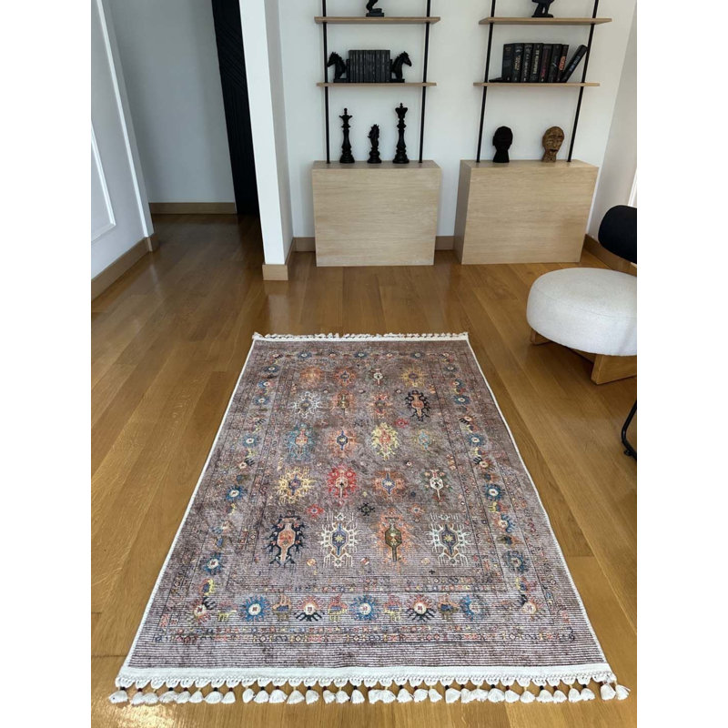 Coton imprimé marine marocain Toscana Tapis chenille antidérapant, Rectangle 6 pi 7 po x 7 pi 3 po