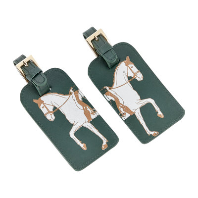 Equestrian Leather Luggage Tag Set