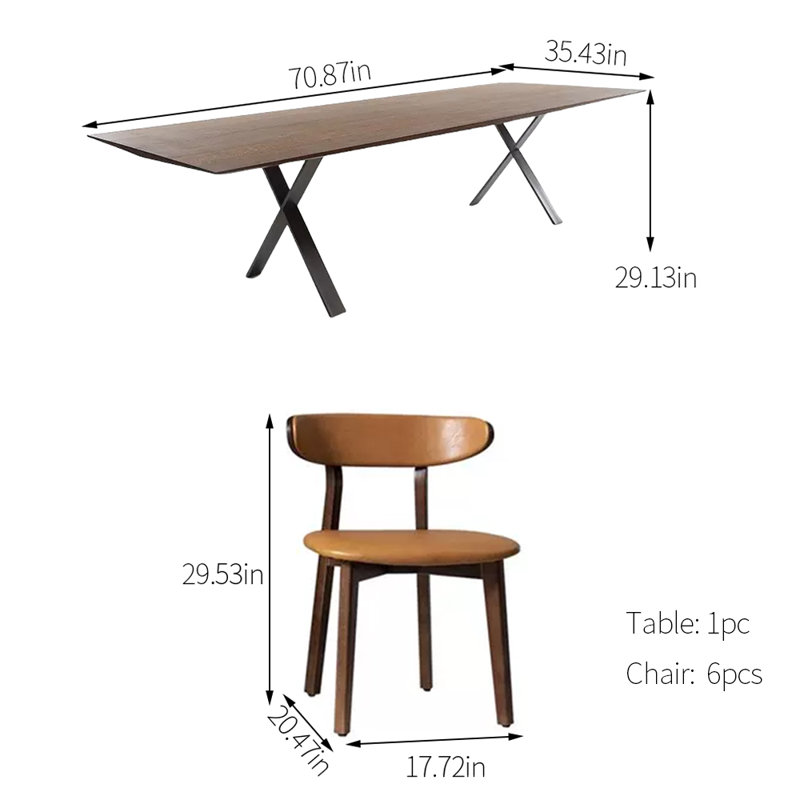 Ensemble de salle à manger rectangulaire, H 29,13 po x L 70,87 po x l 35,43 po