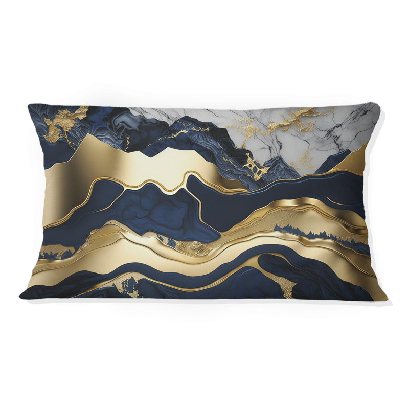 Coussin bleu et or captivant Abstraction I - Abstract
