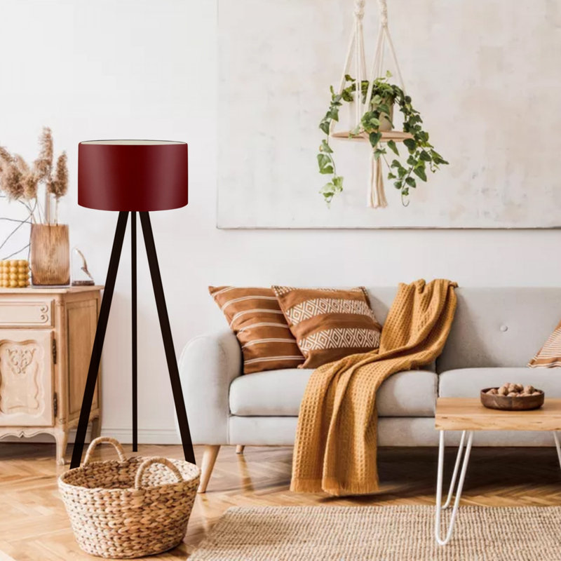 Lampe sur pied moderne rouge Claret, hauteur 55,1 po, abat-jour 100% PVC, pieds en panneau de fibres à densité moyenne | Douille E27, 40 W maximum | Conception élégante et originale pour la maison, le bureau et la maison de campagne | Éclairage ambiant parfait pour n'importe quelle pièce