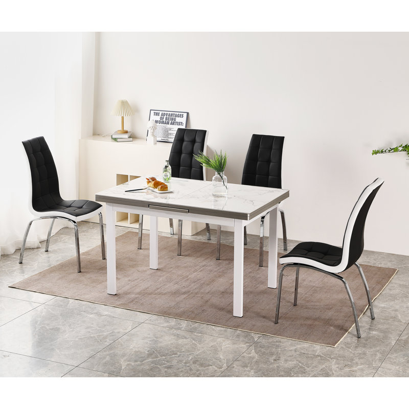 Jade Extending Dining Table With 4 Vienna Chairs, Black