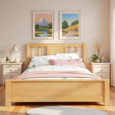 Platform Bed With Clean-lined Headboard And Wooden Slats