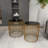 Kirtin Metal Side End Gold Accent Table with Shaded Glass Top Set