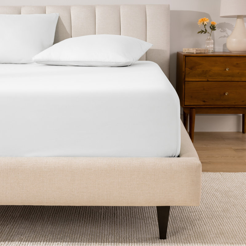 260 Thread Count Organic Cotton Percale Fitted Sheet, Twin XL Fitted Sheet, White