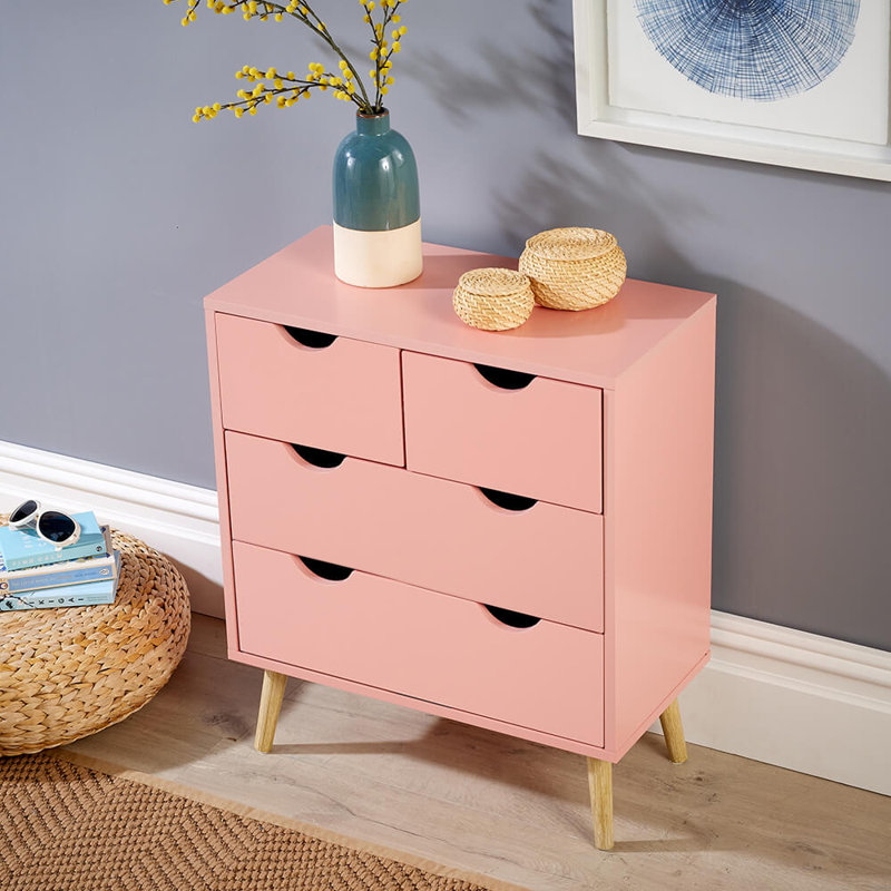 Brashear 4 Drawer 60cm Chest Of Drawers, Pink