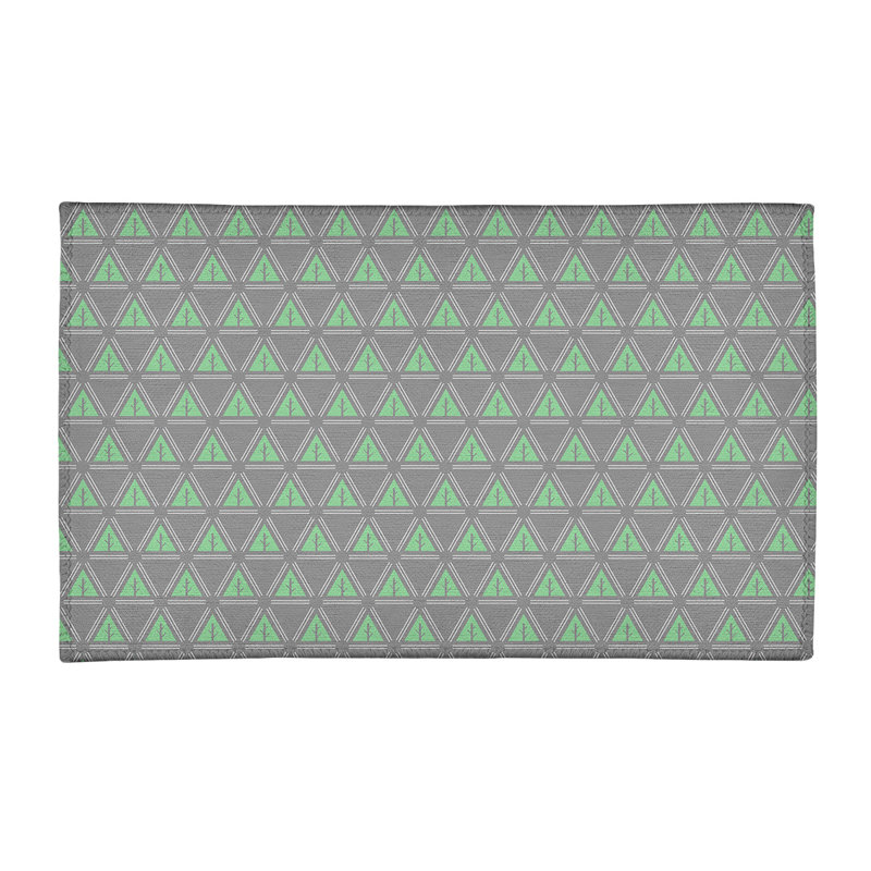Tapis gris/vert à arbres minimalistes, Rectangle 2 pi x 3 pi
